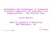 1 Strategies and Challenges to Integrate Cultural Competence for Providers and Organisations – The British Case Carol Baxter Head of Equality & Diversity.
