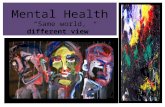 Mental Health “Same world, different view”. Characteristics of good mental health Feels good about themselves Feels comfortable with other people Able.