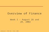 J. K. Dietrich - FBE 432 – Fall, 2002 Overview of Finance Week 1 – August 26 and 28, 2002.