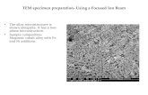 TEM specimen preparation- Using a Focused Ion Beam The alloy microstructure is shown alongside. It has a two-phase microstructure. Sample composition: