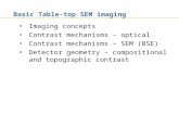 1 Basic Table-top SEM imaging Imaging concepts Contrast mechanisms – optical Contrast mechanisms – SEM (BSE) Detector geometry – compositional and topographic.
