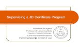 Supervising a JD Certificate Program Adrienne Brungess Professor of Lawyering Skills Director, Capital Certificate & Commendation Programs Pacific McGeorge.