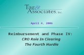 April 4, 2006 Reimbursement and Phase IV: CRO Role In Clearing The Fourth Hurdle.