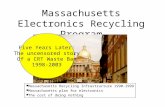 Massachusetts Electronics Recycling Program l Massachusetts Recycling Infrastructure 1990-1999 l Massachusetts plan for electronics l The cost of doing.