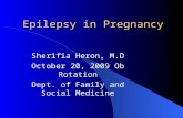 Epilepsy in Pregnancy Sherifia Heron, M.D October 20, 2009 Ob Rotation Dept. of Family and Social Medicine.
