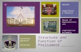 + Structure and Function of Parliament Victorian and Commonwealth Senate Legislative Council House of Representatives Legislative Assembly Governor- general.