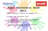 Hypo Awareness Week 2013 This resource offers an example of: Hypo Box Contents list A Hypo Box Algorithm for treatment of Hypoglycaemia in patients with.