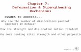 Chapter 7 - 1 ISSUES TO ADDRESS... Why are the number of dislocations present greatest in metals ? How are strength and dislocation motion related? Why.