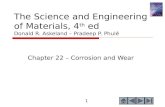 1 1 The Science and Engineering of Materials, 4 th ed Donald R. Askeland – Pradeep P. Phulé Chapter 22 – Corrosion and Wear.