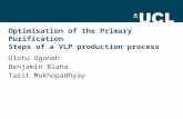 Optimisation of the Primary Purification Steps of a VLP production process Olotu Ogonah Benjamin Blaha Tarit Mukhopadhyay.