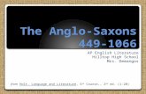 The Anglo-Saxons 449-1066 AP English Literature Hilltop High School Mrs. Demangos from Holt, Language and Literature, 6 th Course,, 2 nd ed. (1-20)