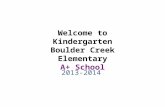Welcome to Kindergarten Boulder Creek Elementary A+ School 2013-2014.