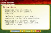 Objectives Describe the elevation distribution of Earth’s surface. Explain isostasy and how it pertains to Earth’s mountains. Describe how Earth’s crust.