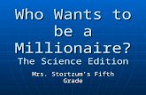 Who Wants to be a Millionaire? The Science Edition Mrs. Stortzum’s Fifth Grade.