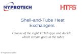 Shell-and-Tube Heat Exchangers Choose of the right TEMA type and decide which stream goes in the tubes.