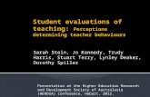 Sarah Stein, Jo Kennedy, Trudy Harris, Stuart Terry, Lynley Deaker, Dorothy Spiller Presentation at the Higher Education Research and Development Society.