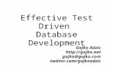 Effective Test Driven Database Development Gojko Adzic  gojko@gojko.com twitter.com/gojkoadzic.