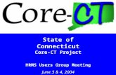 1 State of Connecticut Core-CT Project HRMS Users Group Meeting June 3 & 4, 2004.