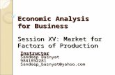 Economic Analysis for Business Session XV: Market for Factors of Production Instructor Sandeep Basnyat 9841892281Sandeep_basnyat@yahoo.com.