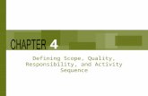 Defining Scope, Quality, Responsibility, and Activity Sequence 4.