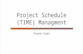 Chapter Eight Project Schedule (TIME) Managment.  Understand the importance of project schedules and good project time management  Discuss the process.