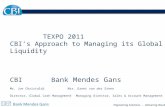 Engineering Solutions... Delivering Results TEXPO 2011 CBI’s Approach to Managing its Global Liquidity CBIB ank Mendes Gans Mr. Joe ChristaldiMrs. Greet.