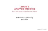Programming Techniques Lecture 6 Analysis Modeling Based on: Software Engineering, A Practitioner’s Approach, 6/e, R.S. Pressman Software Engineering Fall.