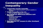 Contemporary Gender Inequality Comparative Gender Inequality Comparative Gender Inequality –What causes improvements in women’s position in society? Gender.