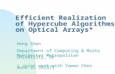 Efficient Realization of Hypercube Algorithms on Optical Arrays* Hong Shen Department of Computing & Maths Manchester Metropolitan University, UK ( Joint.