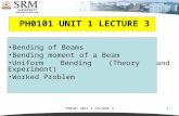PH0101 UNIT 1 LECTURE 31 Bending of Beams Bending moment of a Beam Uniform Bending (Theory and Experiment) Worked Problem.