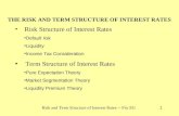 Risk and Term Structure of Interest Rates -- Fin 331 1 THE RISK AND TERM STRUCTURE OF INTEREST RATES Risk Structure of Interest Rates Default risk Liquidity.