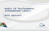 Click to edit Master subtitle style Audit of Performance Information (AoPI) AGSA approach.