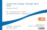 Achieving Change through Open Data Andrew Stott UK Transparency Board formerly Director, data.gov.uk Zagreb, Croatia 28 Sep 2012 @dirdigeng andrew.stott@dirdigeng.com.