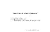 Semiotics and Systems Dr. Héctor Muñoz-Avila Assigned readings: Chapters 4 & 5 (Rules of Play Book)