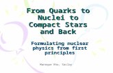 From Quarks to Nuclei to Compact Stars and Back Formulating nuclear physics from first principles Mannque Rho, Saclay.