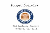 COO Employee Council February 16, 2012 Budget Overview.