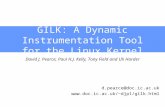 GILK: A Dynamic Instrumentation Tool for the Linux Kernel David J. Pearce, Paul H.J. Kelly, Tony Field and Uli Harder d.pearce@doc.ic.ac.uk djp1/gilk.html.