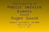 Participating In Public Service Events Around Puget Sound Robert Grinnell, KD7WNV Mike & Key ARC July 16, 2011.