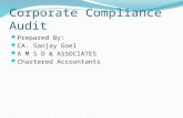 Corporate Compliance Audit Prepared By: CA. Sanjay Goel A M S D & ASSOCIATES Chartered Accountants.