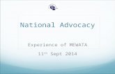 National Advocacy Experience of MEWATA 11 th Sept 2014.
