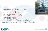 Botox® for the overactive bladder -The evidence Philip Toozs-Hobson Consultant Urogynaecologist.