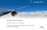 Formatvorlage des Untertitelmasters durch Klicken bearbeiten 16 August 2011 South African Airways Portfolio Committee on Tourism Meeting.