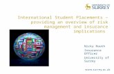 International Student Placements – providing an overview of risk management and insurance implications Nicky Routh Insurance Officer University of Surrey.