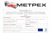 Deliverable 2.3 Identification of user requirements concerning the definition of variables to be measured by the METPEX tool Publishable summary Coordinator: