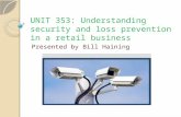 UNIT 353: Understanding security and loss prevention in a retail business Presented by Bill Haining.