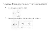  Homogeneous vector  Homogeneous transformation matrix Review: Homogeneous Transformations.
