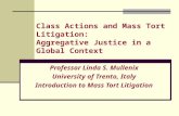 Class Actions and Mass Tort Litigation: Aggregative Justice in a Global Context Professor Linda S. Mullenix University of Trento, Italy Introduction to.