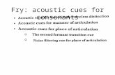 Fry: acoustic cues for consonants o. Fry p 135 Remind yourself of the fortis-lenis distinction in the slide for week 6 – as far as English is concerned,