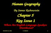 May 7, 2015S. Mathews1 Human Geography By James Rubenstein Chapter 5 Key Issue 1 Where Are English-Language Speakers Distributed?