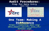 Audit Procedures: Prep for Data Entry Audit Team One Team: Making A Difference 1 Websites:  pacific_area_cfc/default.aspx.